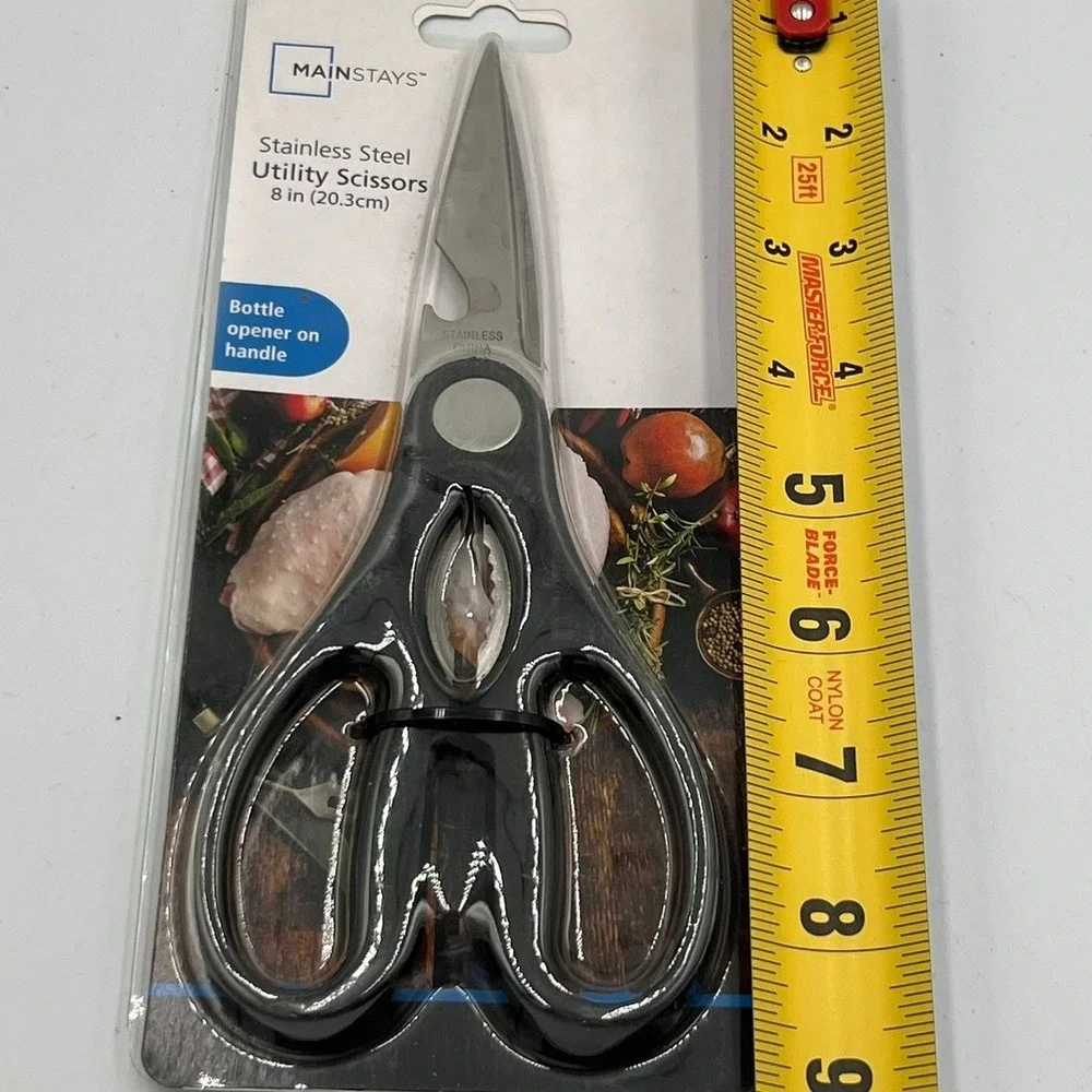 Mainstays Stainless Steel Utility Scissors Unisex 8in Black Brand New Multi-Tool